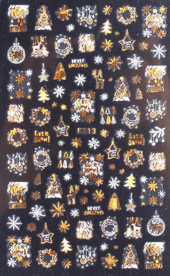 Merry Christmas (Gold and White) Nail Sticker