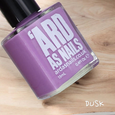 Dusk by 'Ard As Nails, dusty lavender-purple creme, bottle standalone product shot
