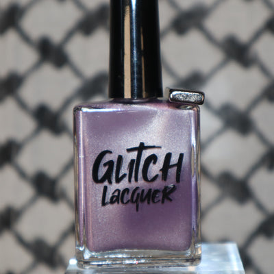 Liberation by Glitch Lacquer, lavender silver magnetic bottle standalone with charm on neck
