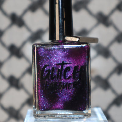 Habibi by Glitch Lacquer, dark purple-pink-gold magnetic bottle standalone product shot