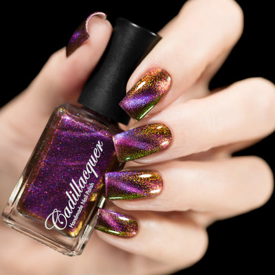 Cadillacquer The Ones Who Live magnetic nail polish swatched on nails, swatched by @rafinails