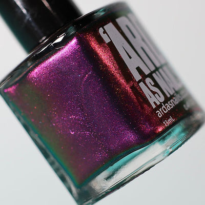 Thorn by 'Ard As Nails, magenta-purple to red multichrome chrome with fine shimmer particles, bottle standalone product shot