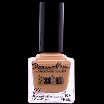 Saharan Cheetah by Dimension Nails, warm tan peachy-nude creme, bottle standalone product shot
