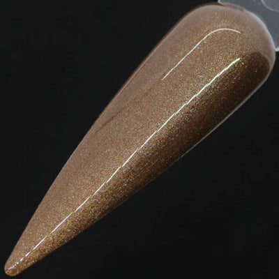 Pass The Tofu Turkie by Dimension Nails, warm brown base with fine gold and bronze shimmer particles, swatch stick