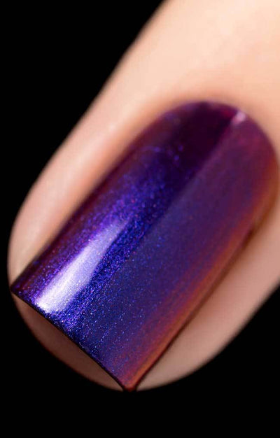 Raven (Multichrome) by Starrily, macro close-up of deep violet-purple shifting to royal blue with magenta-red at the edges