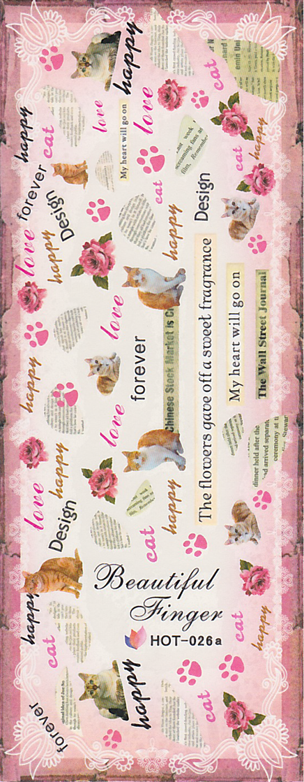 Cats and Newsprint Large Sheet Water Decal