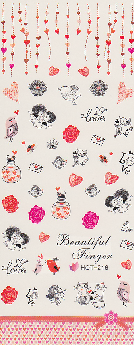 Valentine's Hearts Large Sheet Water Decal