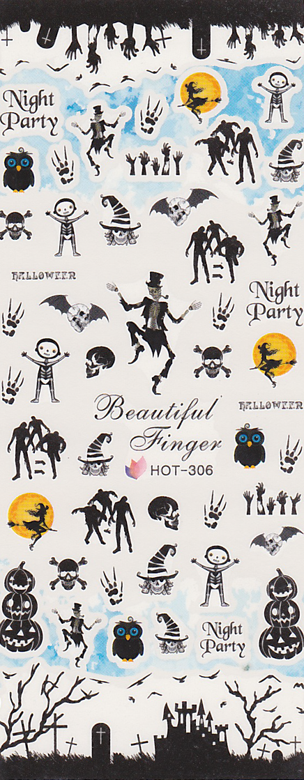 Halloween Zombie Skeleton Large Sheet Water Decal