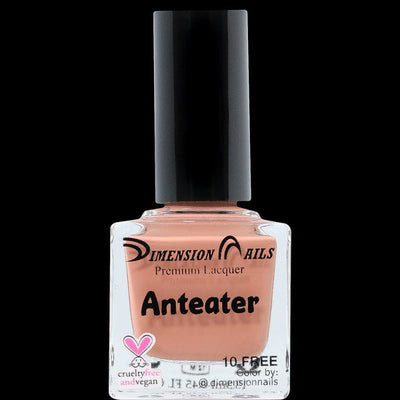 Anteater by Dimension Nails, warm peachy-tan nude creme with satin quality, bottle standalone product shot