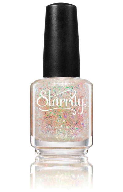 Enchanted by Starrily, sheer base packed with pink, gold, and green iridescent multichrome flakies, bottle standalone product shot